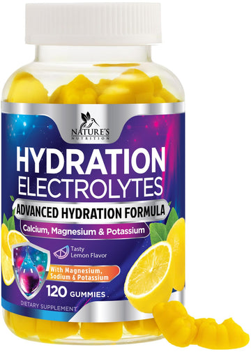 Hydration Electrolyte Gummies - Daily Liquid Replenisher Gummy - Electrolyte Multiplier with Minerals, Potassium & Real Salt - Vegan, Non-GMO - Tasty Lemon Flavor Hydration Electrolytes Nature's Nutrition buy australia supplements