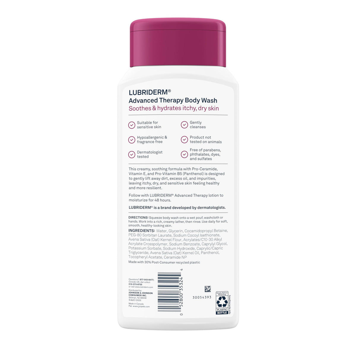 Lubriderm Advanced Therapy Unscented Body Wash, Vitamin E, 16 fl. Oz Lubriderm