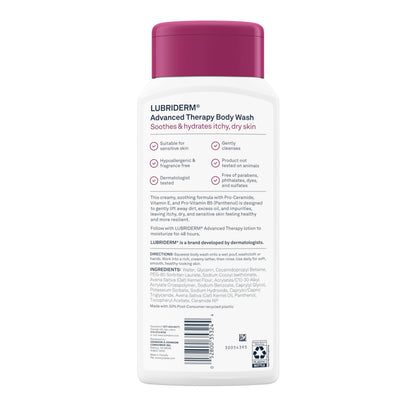Lubriderm Advanced Therapy Unscented Body Wash, Vitamin E, 16 fl. Oz Lubriderm