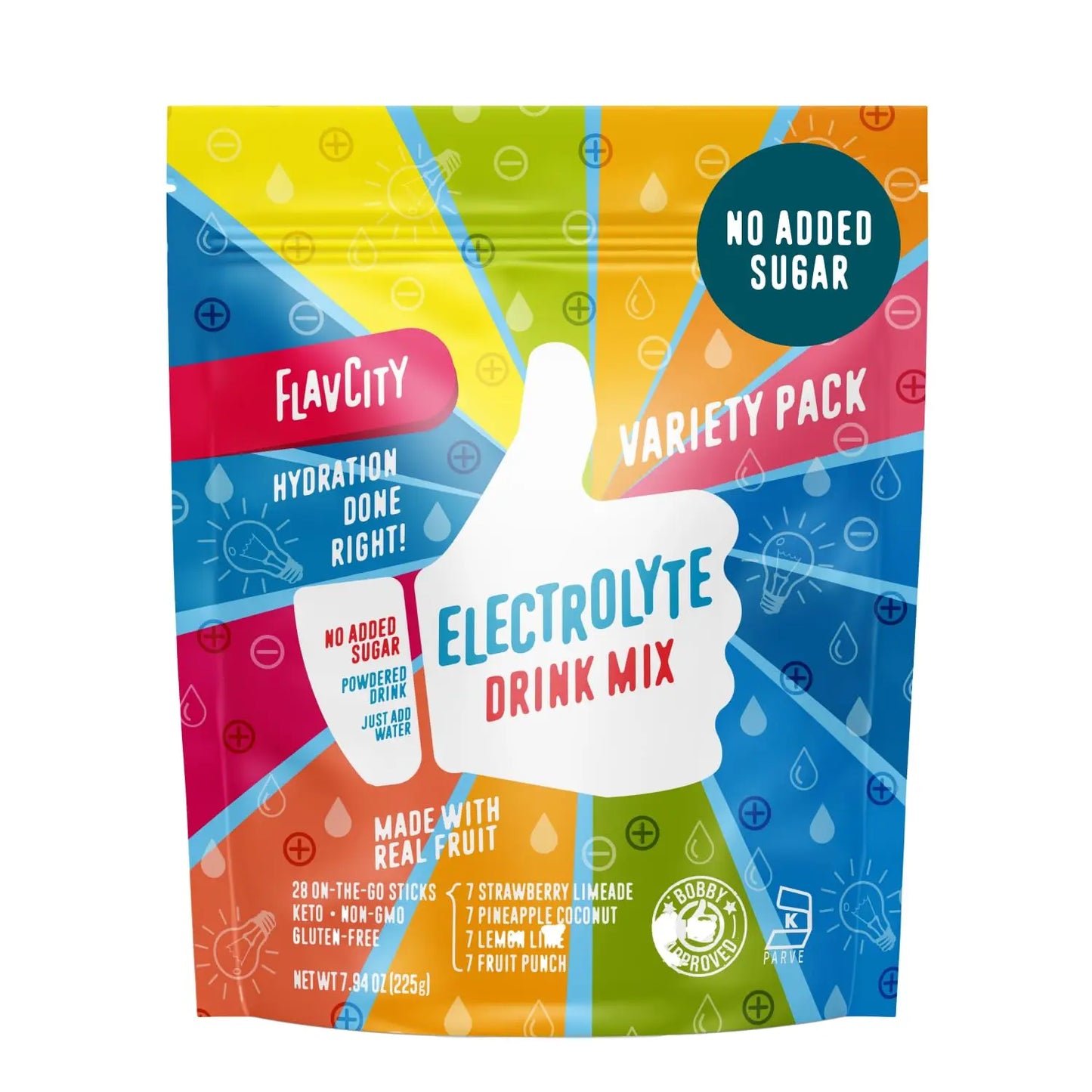 FlavCity Electrolytes Powder Packets - 28 Hydration Packets, Variety Pack - No Added Sugar - Hydration Powder with Real Fruit & Unrefined Sea Salt FlavCity