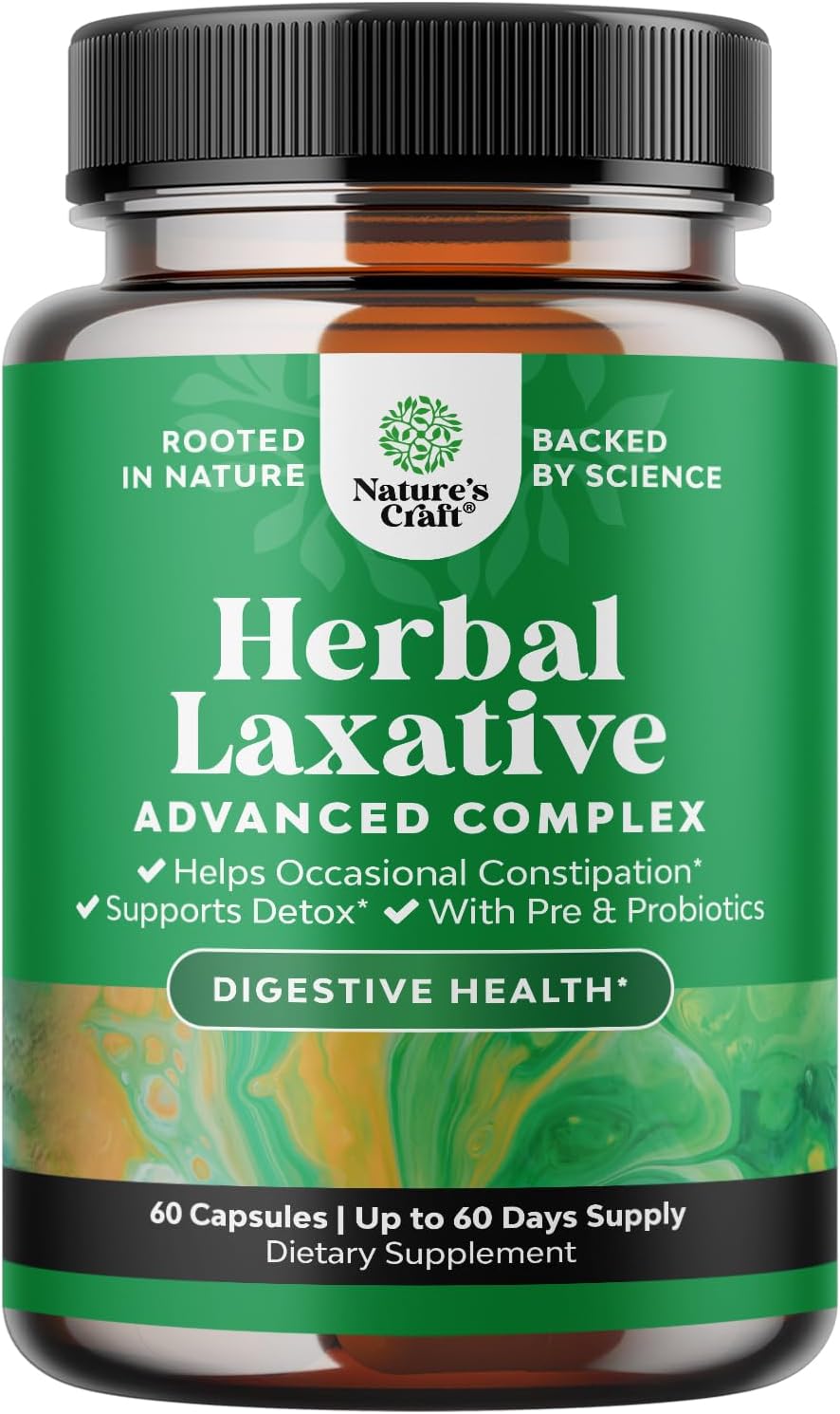 Herbal Laxative Capsules with Probiotics – Natural Laxatives for Constipation with Senna Leaf, Psyllium, Aloe Vera – Colon Cleanse for Women & Men - Detox for Gut Health & Weight Management – 60 Count Gsupps Australia