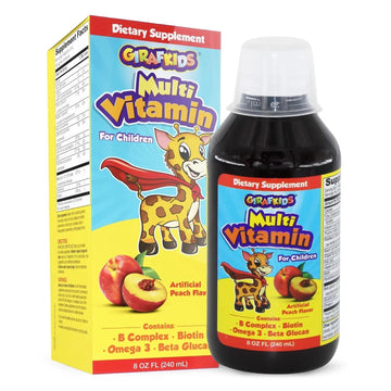 GirafKids Liquid Multivitamin for Kids Ages 4+, 8oz - Daily Child Vitamins with Biotin, Vitamin A, B Complex, Folic Acid, Omega-3 & Beta Glucan PHARMADEL buy australia supplements