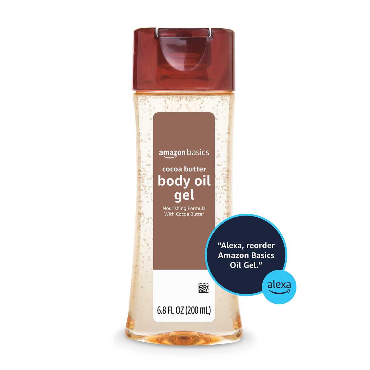 Amazon Basics Body Oil Gel with Cocoa Butter, Paraben Free, for Very Dry Skin, 6.8 Fl Oz, 1-Pack (Previously Solimo) Amazon Basics