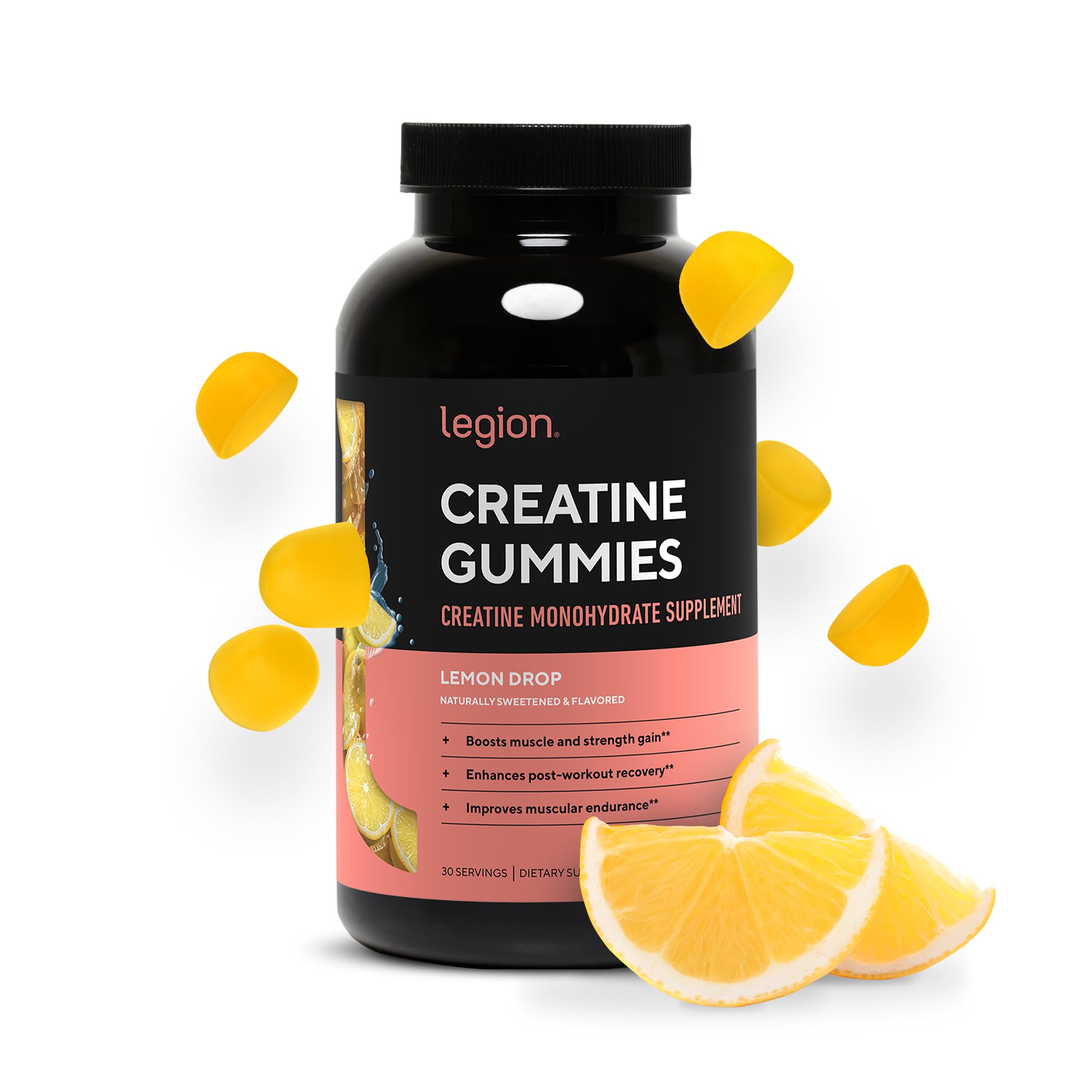 LEGION Creatine Monohydrate Gummies for Men & Women – Clean Chewable Creatine Supplement for Strength, Endurance & Muscle Recovery – 30 Lemon Drop Flavor Servings LEGION buy australia supplements