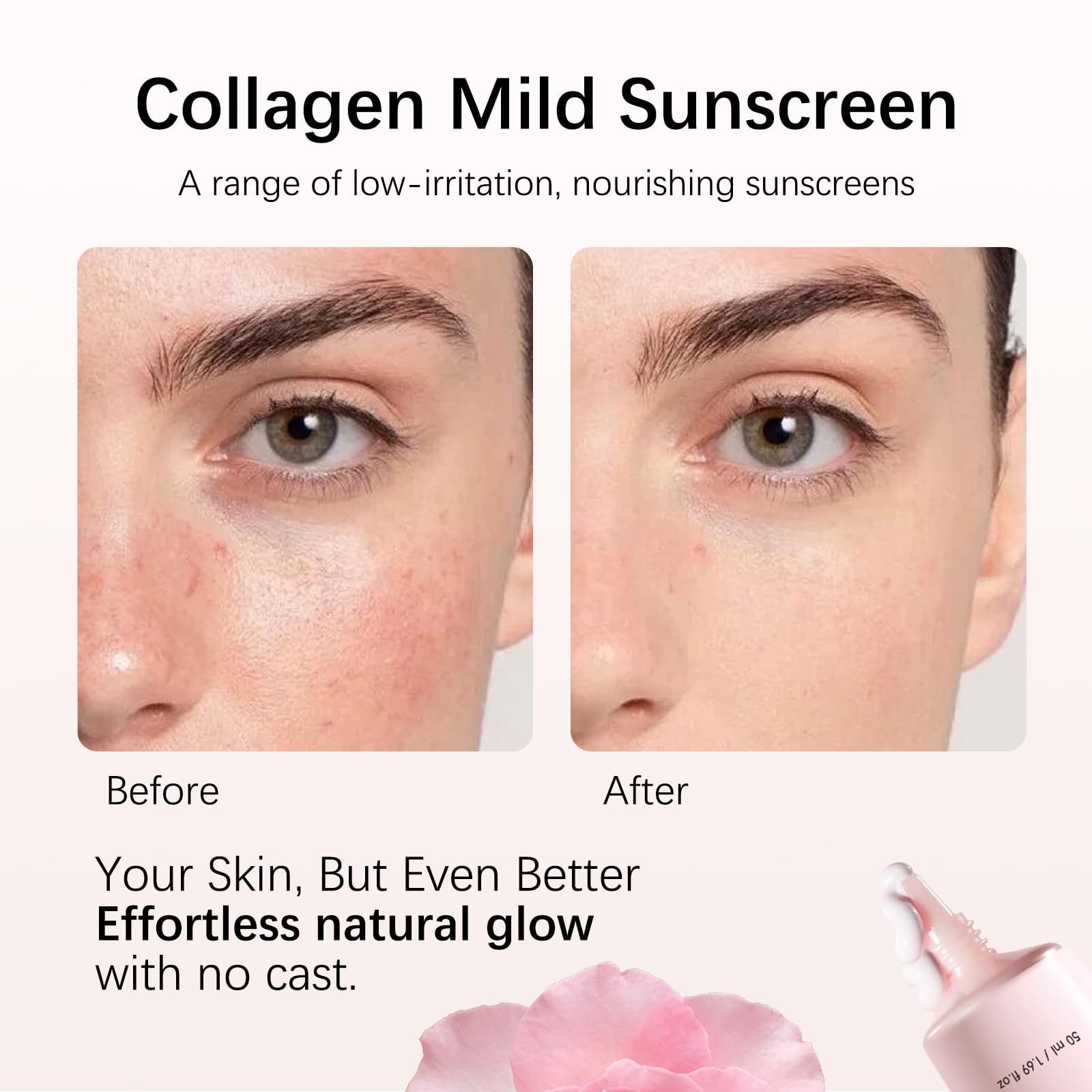 Collagen Mild Sunscreen SPF 50 for Face, Broad Spectrum Protection, Hydrating Facial Sunscreen with Peptides & Cica, Lightweight Non-Greasy, No White Cast, Natural Glow, Travel Size (2 PCS) DR.Seya buy australia supplements