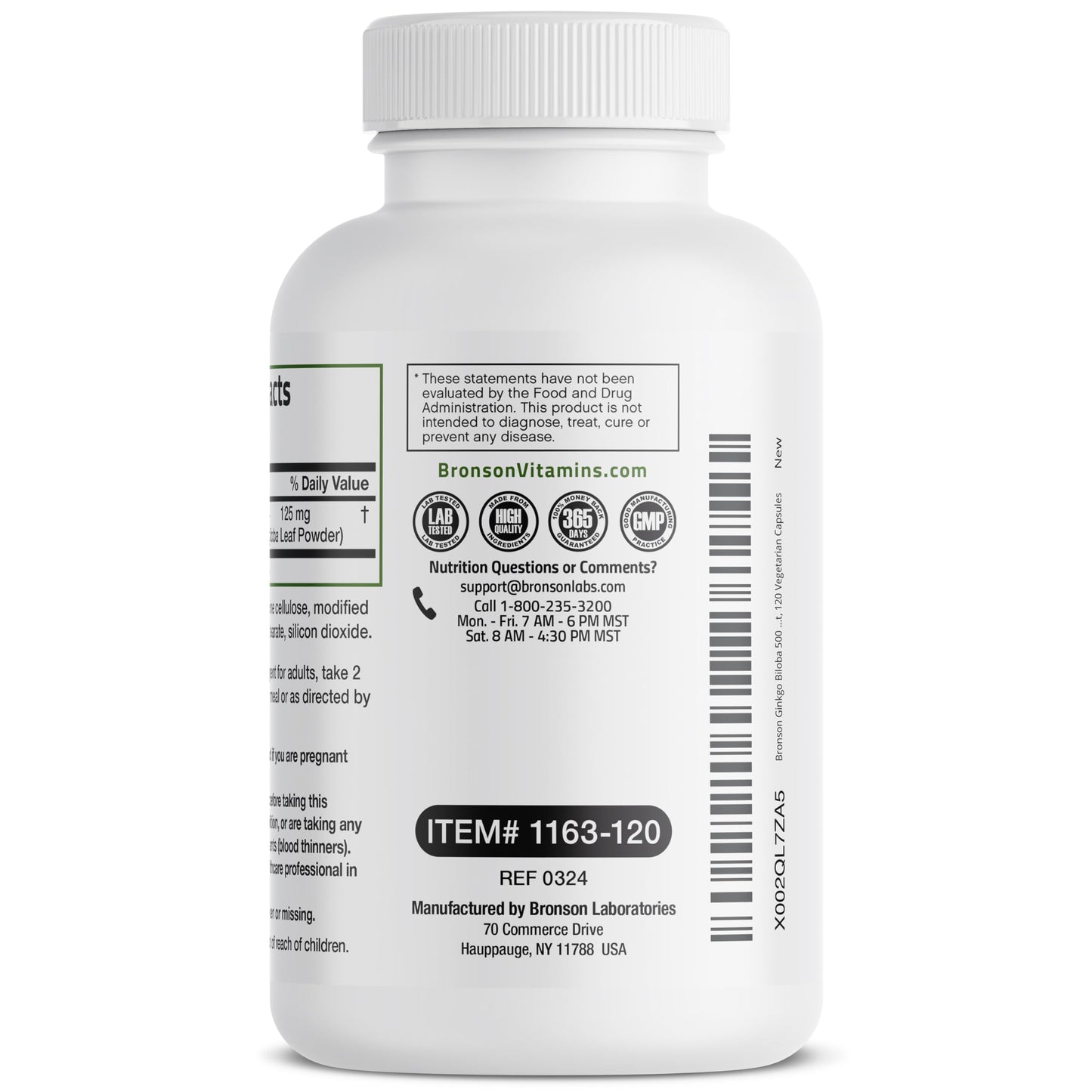 Bronson Ginkgo Biloba Extra Strength Supports Brain Function & Memory Support, 120 Vegetarian Capsules Bronson
