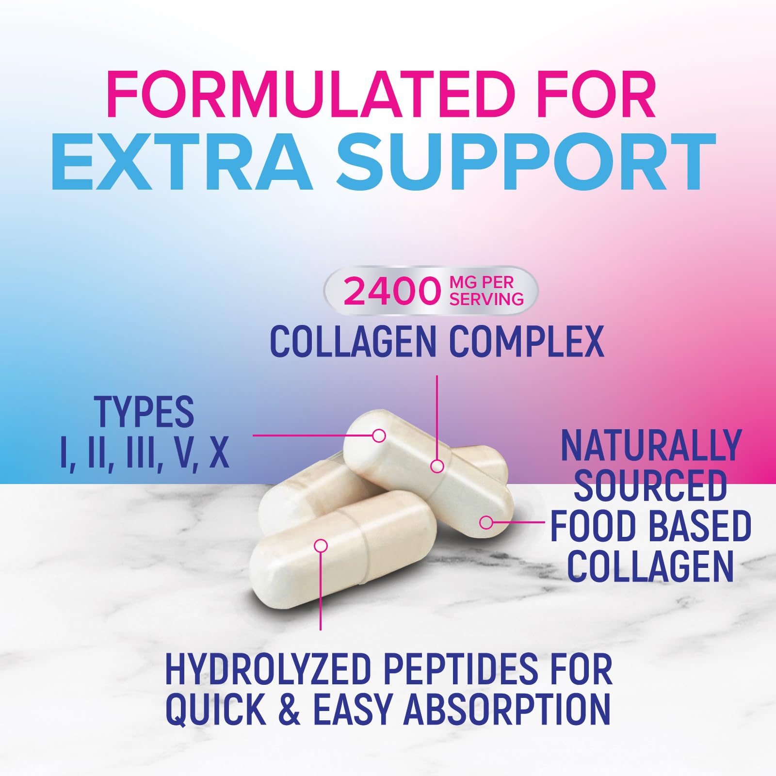 Multi Collagen Pills - Multi Collagen Complex 2400 mg Per Serving - Types I, II, III, V, X - Hydrolyzed Collagen Peptides Supplement - Hair, Skin & Nail Support Nature's Nutrition