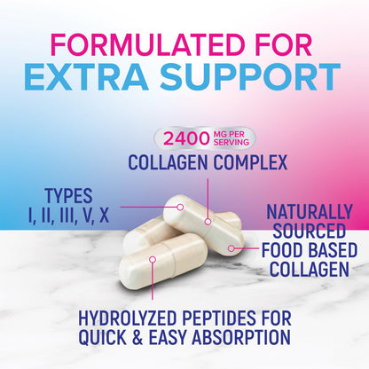 Multi Collagen Pills - Multi Collagen Complex 2400 mg Per Serving - Types I, II, III, V, X - Hydrolyzed Collagen Peptides Supplement - Hair, Skin & Nail Support Nature's Nutrition