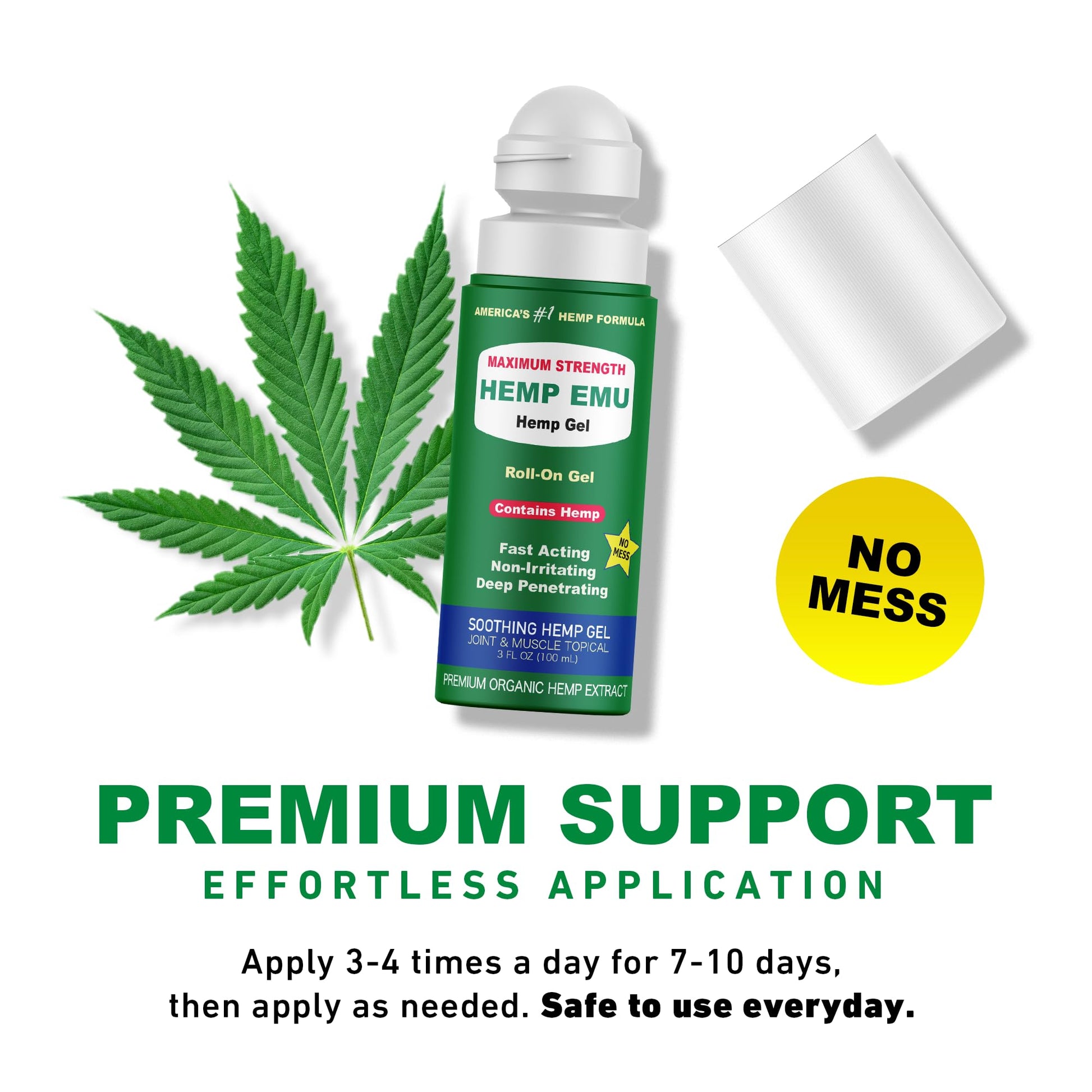 Hemp Emu - Hemp Roll On Gel - Muscle Rub for Back & Joint Discomfort - Soothing Gel with Organic Hemp Oil, Emu Oil, Menthol, Eucalyptus, Aloe Vera Hemp Emu buy australia supplements