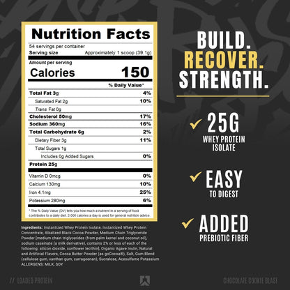 RYSE Loaded Protein Powder - Jet-Puffed Marshmallow - 25g Whey Protein Isolate & Concentrate with Prebiotic Fiber & MCTs - Low Carb, Low Sugar, Digestive-Friendly - 27 Servings / 2 lb Tub