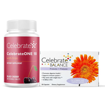 Celebrate Vitamins CelebrateONE Bariatric Multivitamin 18mg Iron & Balance Probiotic + Prebiotic Capsules Bundle – Supports Digestive Health, Iron Levels Celebrate Bariatric Supplements buy australia supplements