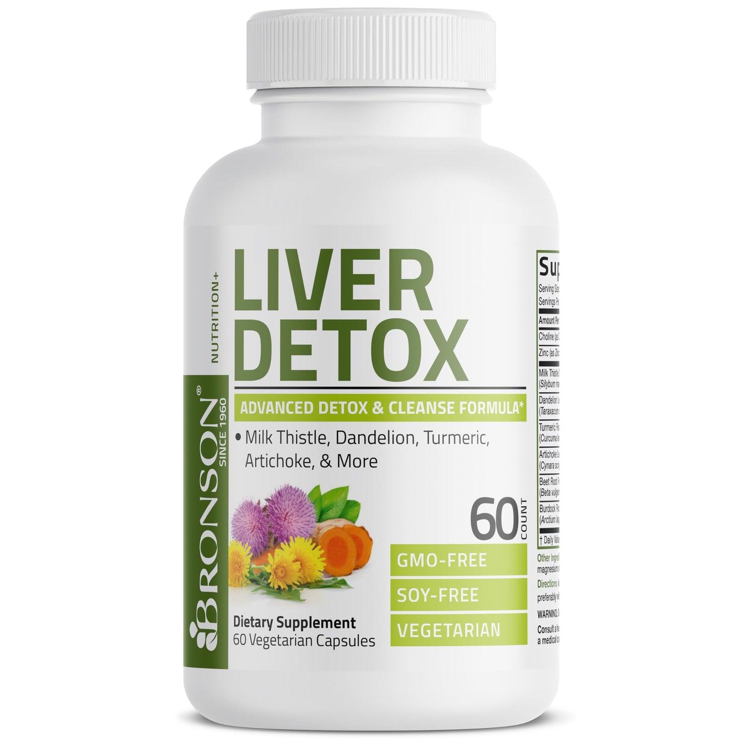 Bronson Liver Detox Advanced Detox & Cleansing Formula Supports Health Liver Function with Milk Thistle, Dandelion Extract, Turmeric, Artichoke Leaf & More Bronson
