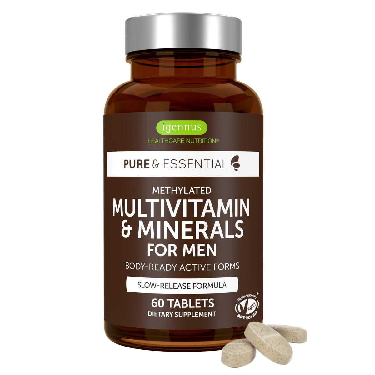 Igennus Methylated Men's Multivitamin with 22 Actives, Added Lycopene for Antioxidant Support, High Potency B12, Sustained Release, Igennus Healthcare Nutrition