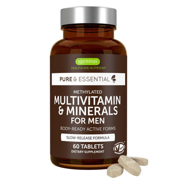 Igennus Methylated Men's Multivitamin with 22 Actives, Added Lycopene for Antioxidant Support, High Potency B12, Sustained Release,