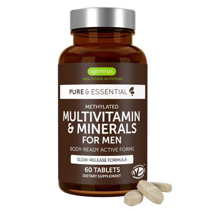 Igennus Methylated Men's Multivitamin with 22 Actives, Added Lycopene for Antioxidant Support, High Potency B12, Sustained Release, Igennus Healthcare Nutrition