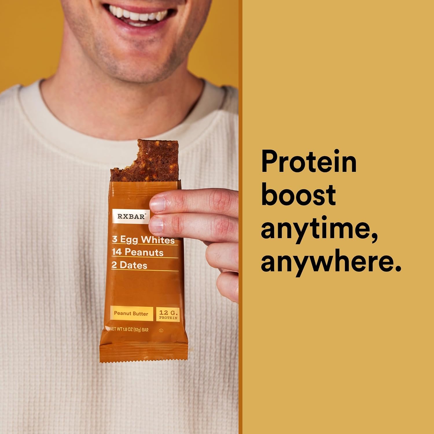 RXBAR Protein Bars, 12g Protein, Gluten Free Snacks, Peanut Butter, 22oz Box (12 Bars) Gsupps Australia