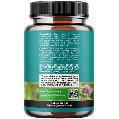 Best Liver Supplements with Milk Thistle - Artichoke - Dandelion Root Support Healthy Liver Function for Men and Women Natural Detox Cleanse Capsules Boost Immune System Relief - Natures Craft | Herbal Detox Support with Ginger, Beetroot & Artichoke - Ber Gsupps Australia