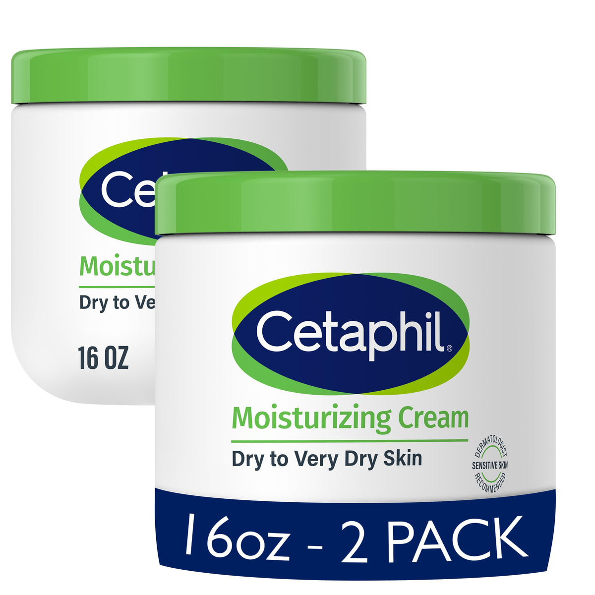 Cetaphil Moisturizing Cream, Dry Sensitive Skin, Fragrance Free, 16oz 2Pk Cetaphil