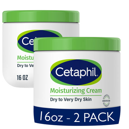 Cetaphil Moisturizing Cream, Dry Sensitive Skin, Fragrance Free, 16oz 2Pk Cetaphil