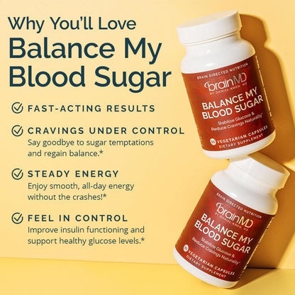 BRAINMD Balance My Blood Sugar Metabolic Wellness Supplement | Chromium, Cinnamon Extract, Alpha-Lipoic Acid, Berberine, 30 Servings