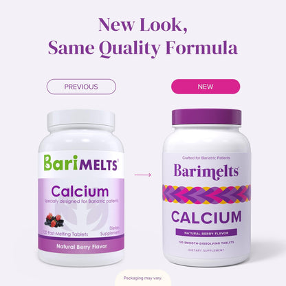 BariMelts Calcium Citrate with Vitamin D3 & Magnesium, 120 Smooth-Dissolving Tablets (1-Month Supply), Bariatric Calcium Supplements BariMelts