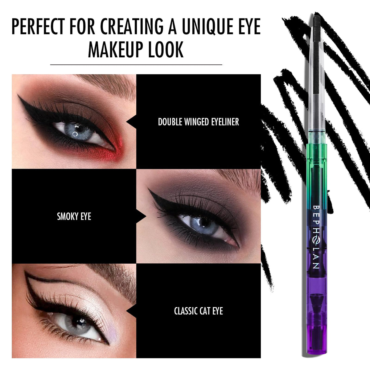 BEPHOLAN Black Gel Eyeliner Pencil Waterproof Long-Lasting Matte Liner BEPHOLAN