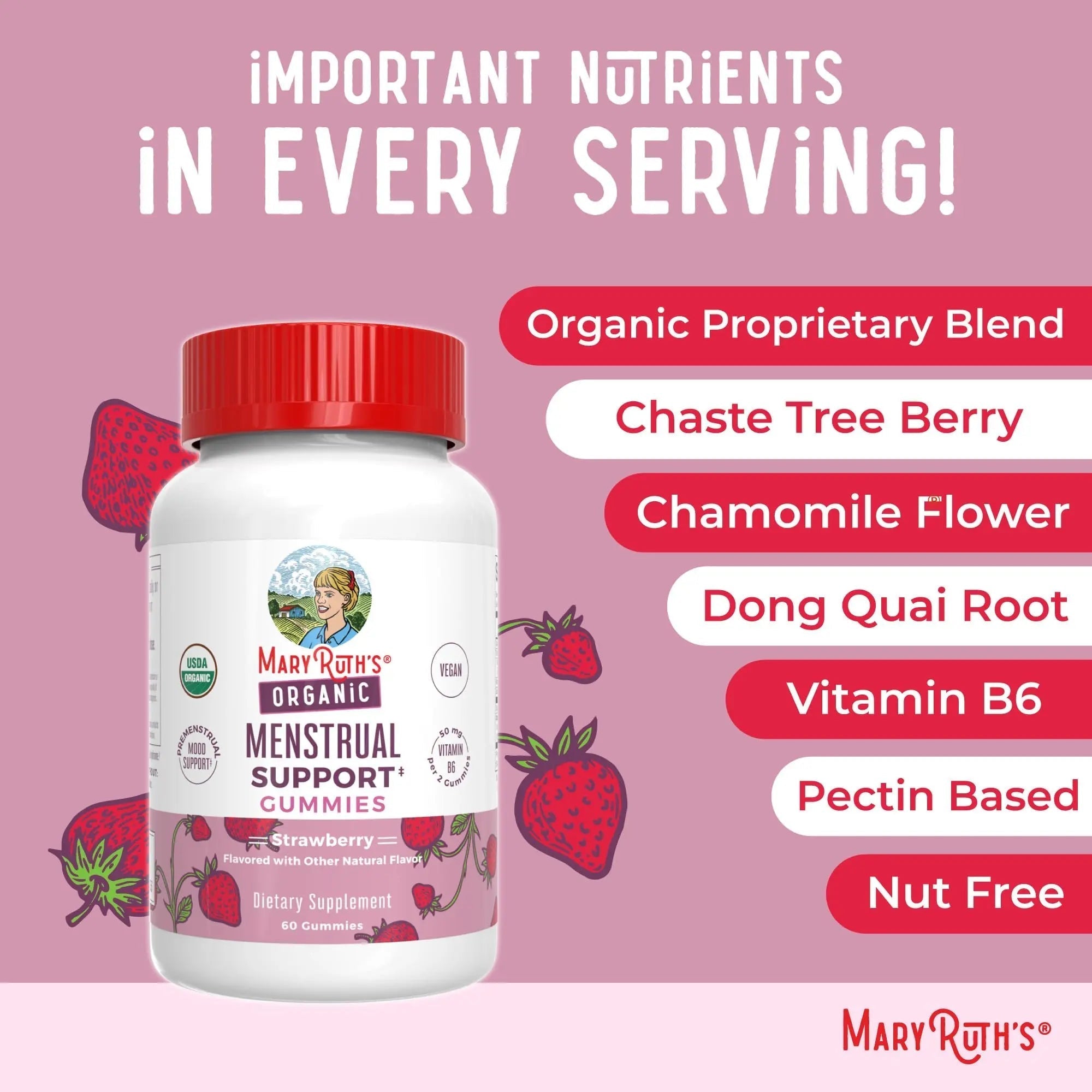 Organic Menstrual Support Gummies by MaryRuth's | for The Relief of Common Symptoms of Premenstrual Syndrome | PMS Support | Premenstrual Mood Support | USDA Organic | Non-GMO | Vegan | 30 Servings MARYRUTH'S buy australia supplements