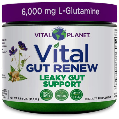 Vital Planet - Vital Gut Renew Powder Supplement for Leaky Gut Repair with L-Glutamine, Marshmallow and Ginger Root, DGL Licorice Root and Organic Vital Planet