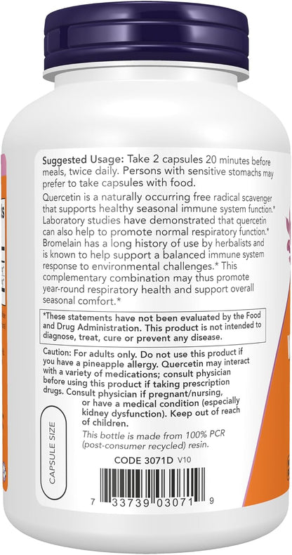 NOW Foods Supplements, Quercetin with Bromelain, Balanced Immune System*, 240 Veg Capsules Gsupps Australia