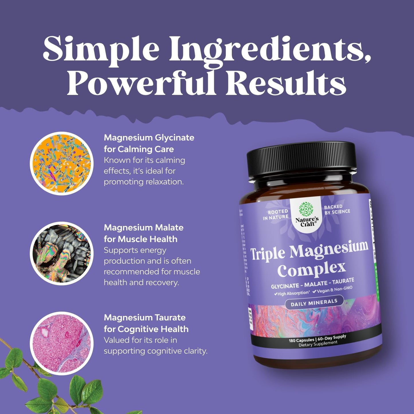 Triple Magnesium Complex 400mg w Magnesium Glycinate Taurate Malate - 180ct | Magnesium triple complex for women and men with magnesium taurate glycinate malate blend Magnesio Gsupps Australia