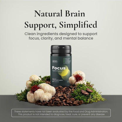 ELEVITA WELLNESS Focus Supplement (Made in Italy) | Premium Blend with L-Theanine, Lion's Mane & B Vitamins, Saffron and Vitamin D | Focus & Cognitive Support for Men & Women ELEVITA WELLNESS