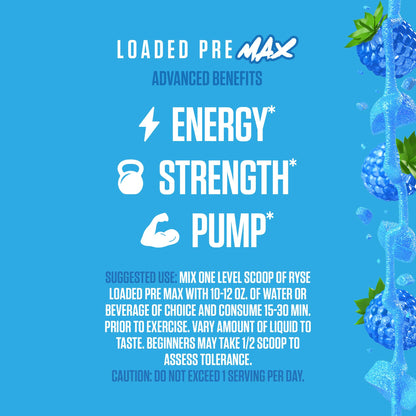 Ryse Loaded Pre Max Pre Workout Powder - Orange Cream - 300mg Dual-Phase Caffeine for Sustained Energy for Men & Women - L-Citrulline, PeptiPump & Alpha-GPC for Power, Pumps & Focus - 25 Servings