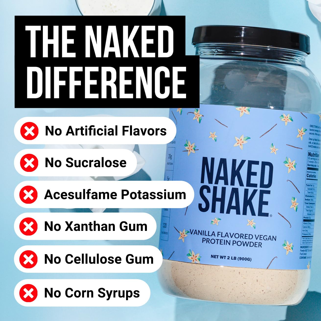 NAKED Shake - Vanilla Protein Powder - Plant Based Protein Shake with Mct Oil, NSF Certified, Gluten-Free, Soy-Free, No Gmos Or Artificial Sweeteners - 30 Servings NAKED buy australia supplements