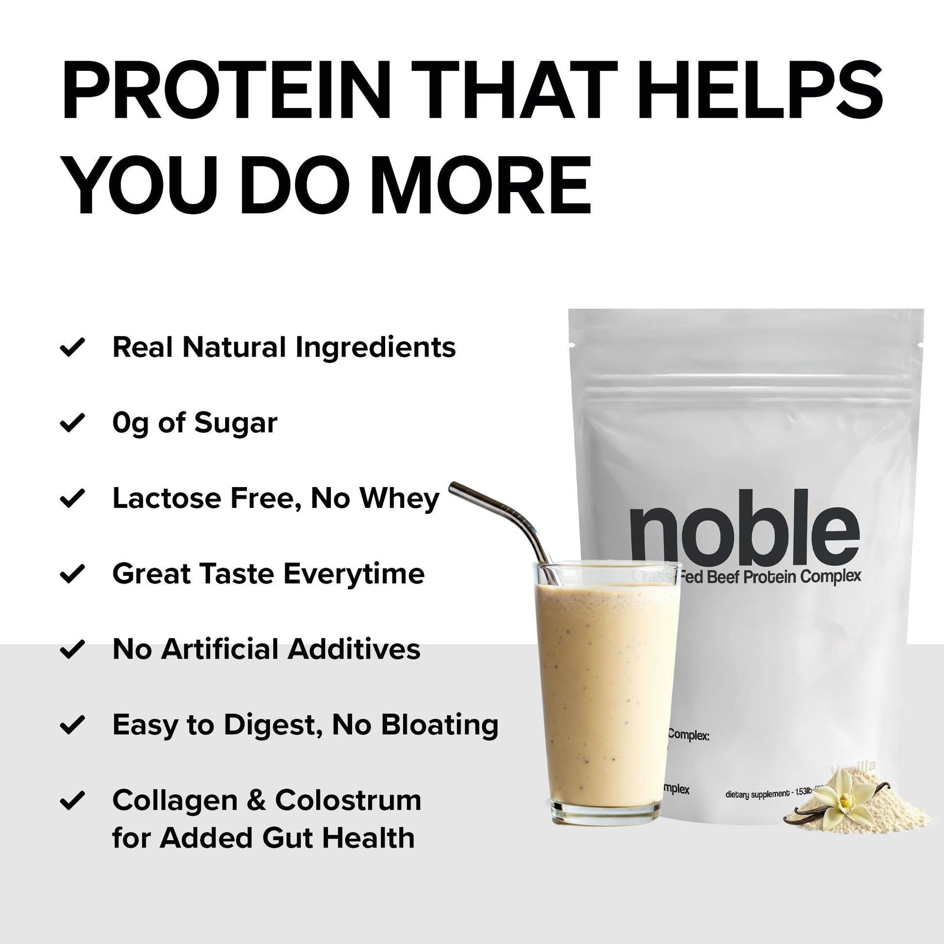 Noble Grass Fed Beef Protein Powder | Beef Protein w/Collagen, Colostrum, Organ Blend | Carnivore, Keto Friendly | Whey, Gluten Free | Muscle, Gut Health, Skin, Joint Support | 30 Servings, Vanilla Noble Origins buy australia supplements