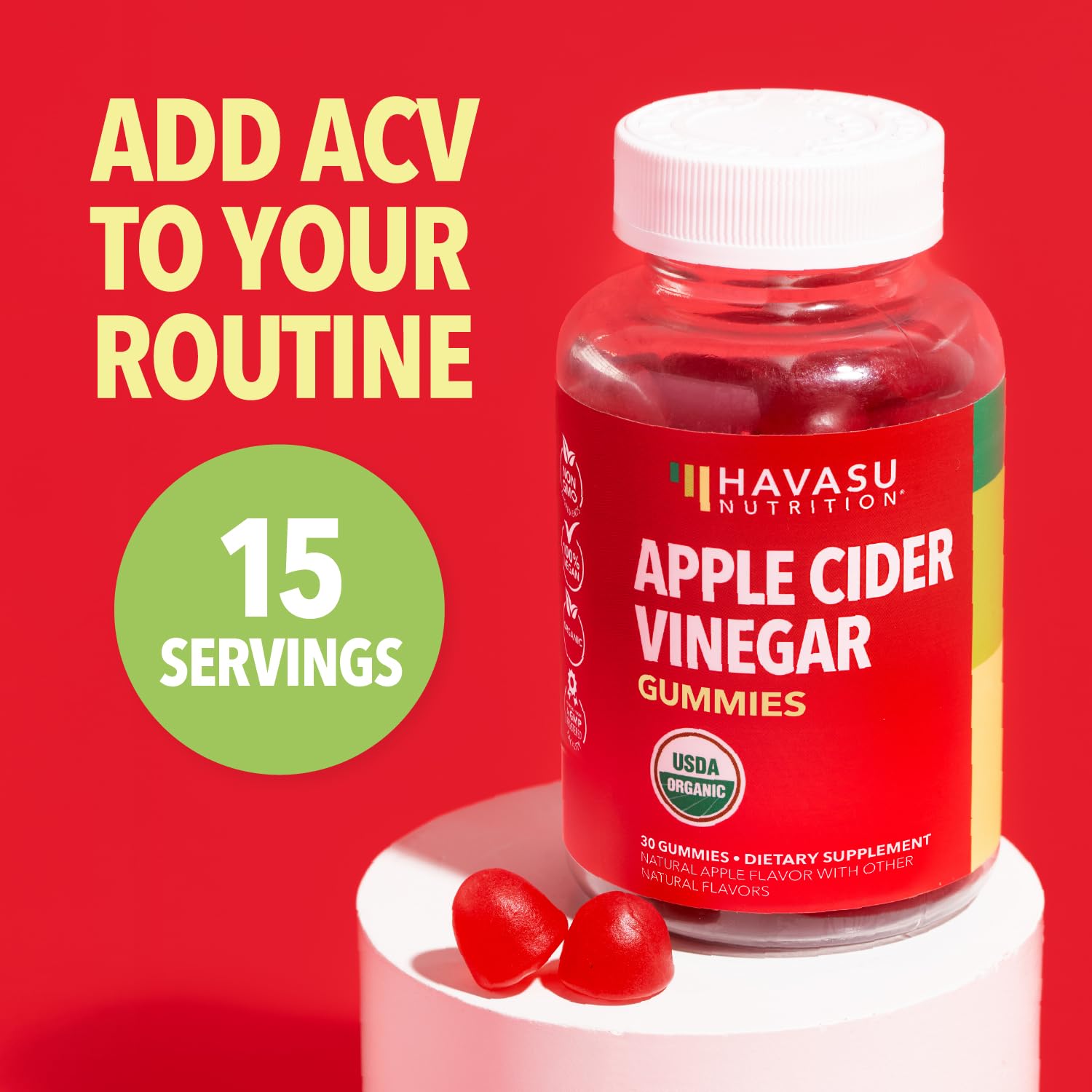 Apple Cider Vinegar Gummies, USDA Organic, Apple Flavor, 1-Month Supply | USDA Organic ACV Gummies for Digestive Health, Metabolism & Gut Support, Vegan, Gluten-Free, No Harsh Taste, 60ct Gsupps Australia