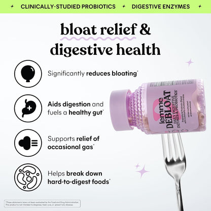 Lemme Debloat 3-in-1 Prebiotic, Probiotic & Digestive Enzyme Capsules for Bloating & Gas Relief - 2 Clinically Studied Probiotics w/5 Digestive Enzymes to Improve Digestion, Women & Men, (60 Count)