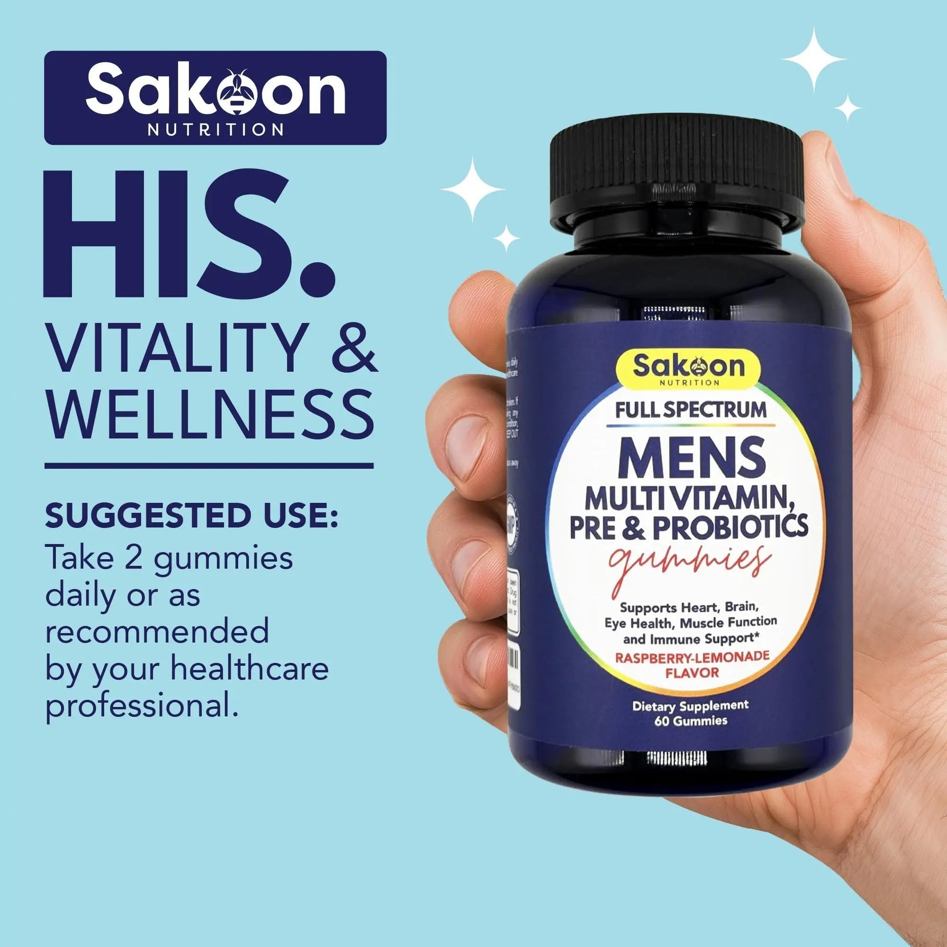 Sakoon nutrition Men's Multivitamin Gummies with Probiotics and Prebiotics, Adult Multivitamin A, C, D, E, B & More Sakoon nutrition buy australia supplements
