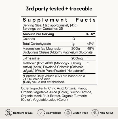 Moon Juice Magnesi-Om Magnesium Powder Supplement - Chelated Magnesium Complex + L-Theanine Blend for Rest, Relaxation & Regularity - Vegan, Non-GMO & No Sugar, Berry, 4.2 oz, 30 Servings