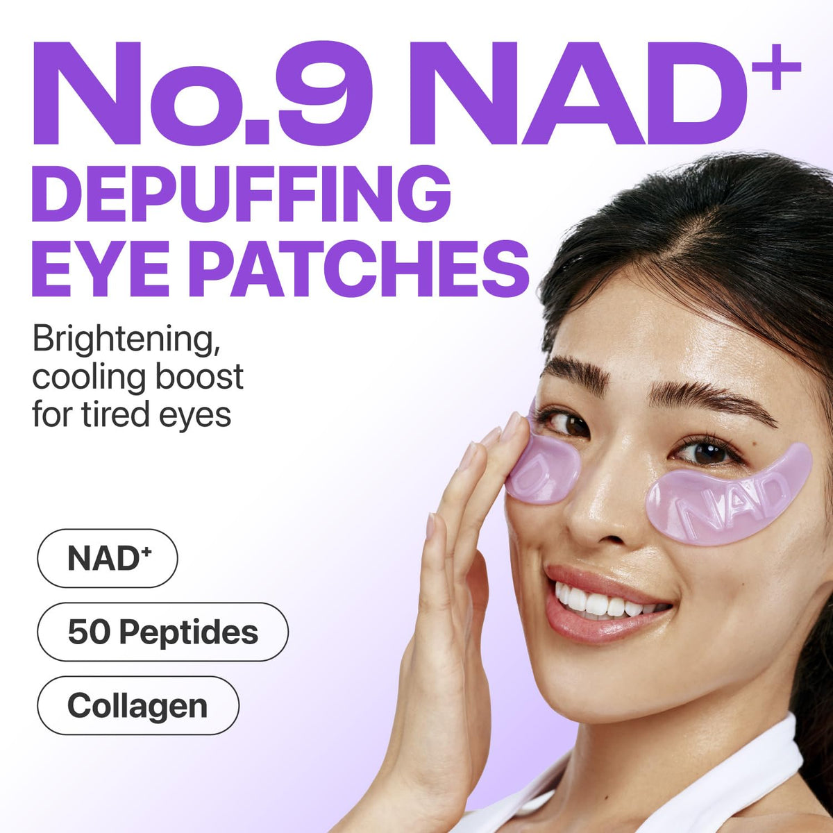 numbuzin No.9 Eye Patches, NAD+ Collagen Jelly Eye Masks with Peptides, Caffeine & Niacinamide, Cooling Under Eye Patches for Puffy Eyes & Eyebags, Skin Hydrated in Summer, 5 Pairs (10 Patches) numbuzin