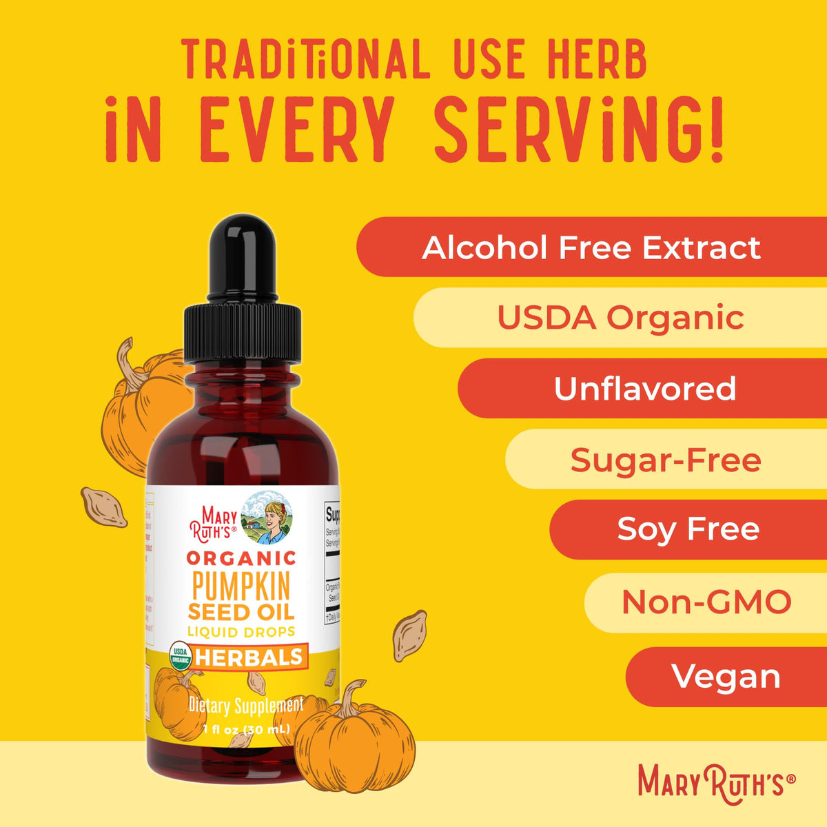 MARYRUTH'S Organics Pumpkin Seed Oil Cold Pressed | 2 Month Supply | USDA Organic Pumpkin Seed Liquid Drops for Men and Women | Urinary Health in Men MARYRUTH'S