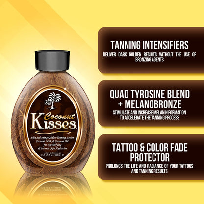 Ed Hardy Coconut Kisses Golden Tanning Lotion Cruelty Free, Gluten Free, Mineral Oil Free, DHA Free for All skin type, 13.5oz ED HARDY