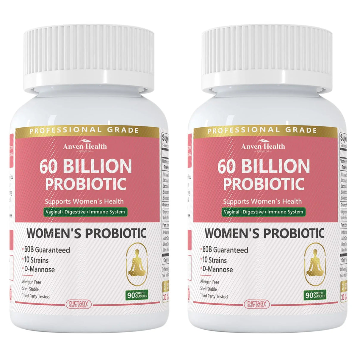 Anven Health Probiotics and Prebiotics for Women pH Balance & Digestion - 60 Billion Vaginal Probiotic with Cranberry & D-Mannose for Gut, Urinary, Immune Health, Anven Health