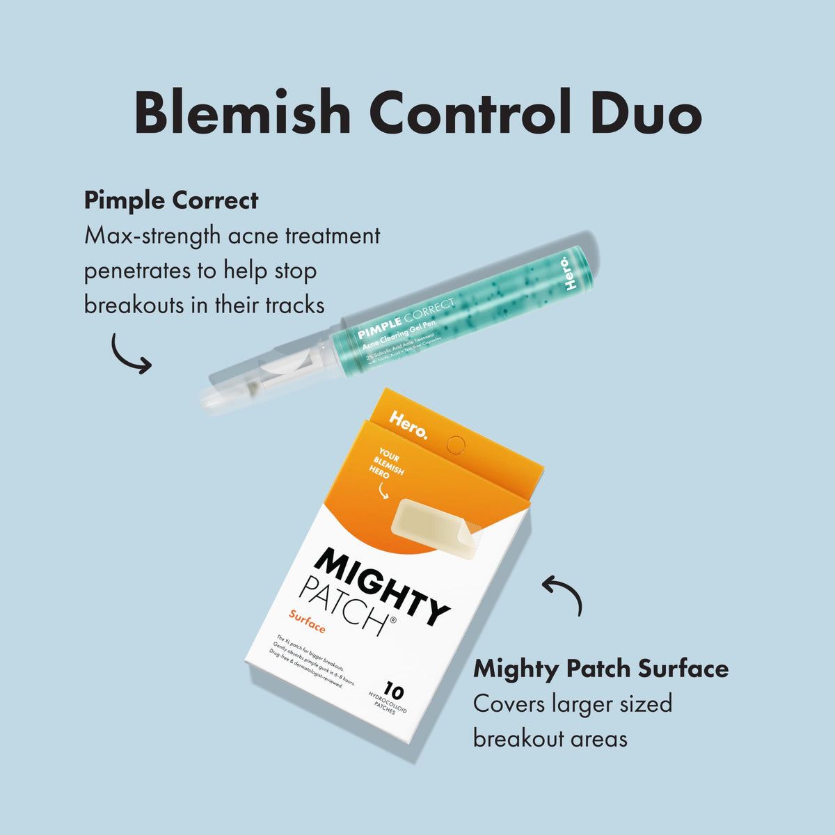 Hero Cosmetics Mighty Patch Surface Large Acne Pimple Patches, 10 Ct Mighty Patch