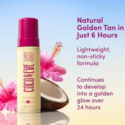 Coco & Eve Sunny Honey Self Tanner Foam - (Medium) Fast Drying, Streak-Free Sunless Tanning Mousse, Tropically Scented Lightweight Natural Looking Tan Coco & Eve