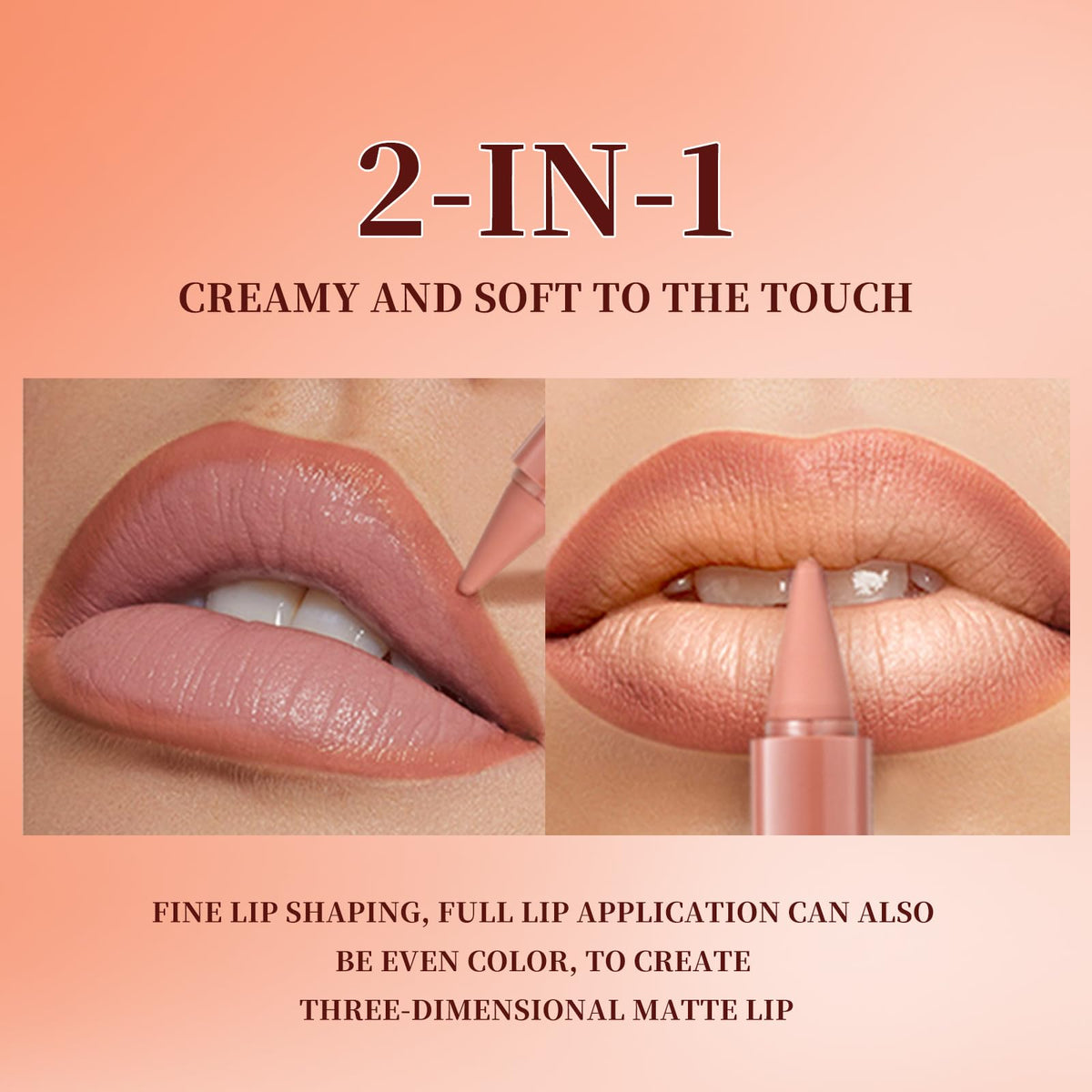 6 Pcs Gradient Lip Liner and Lipstick Combo Set - 2-in-1 Ombre Lipstick & Brown Lip Liner Duo - Waterproof, Long-Lasting, Matte Finish - Smudge-Proof, Full Coverage Lip Kit for Fuller & Plumper Lips Beauty Glazed
