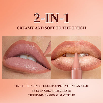 6 Pcs Gradient Lip Liner and Lipstick Combo Set - 2-in-1 Ombre Lipstick & Brown Lip Liner Duo - Waterproof, Long-Lasting, Matte Finish - Smudge-Proof, Full Coverage Lip Kit for Fuller & Plumper Lips Beauty Glazed