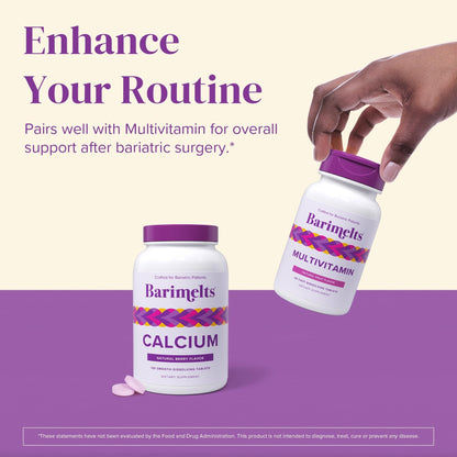 BariMelts Calcium Citrate with Vitamin D3 & Magnesium, 120 Smooth-Dissolving Tablets (1-Month Supply), Bariatric Calcium Supplements BariMelts