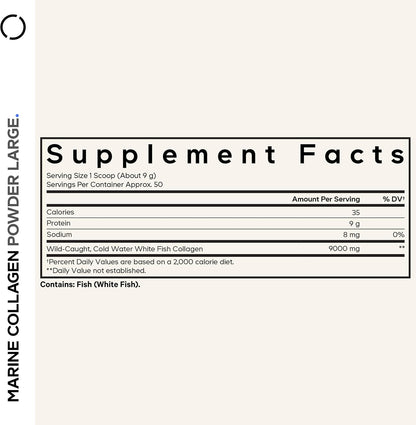 Codeage Marine Collagen Powder - Wild-Caught Hydrolyzed Fish Collagen Peptides - Type 1 & 3 Collagen Protein Supplement - Amino Acids for Skin, Hair, Nails - Paleo Friendly, Non-GMO, 15.87 Ounces