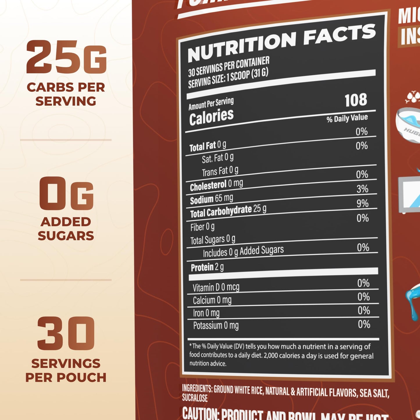Huge Creamy Rice, Maple Brown Sugar, Rice Cereal (Cream of Rice Style), Quick & Easy Preparation, Fast-Digesting Carbohydrates, Sugar-Free, Creamy Texture, Pre & Post Workout Fuel, 30 Servings