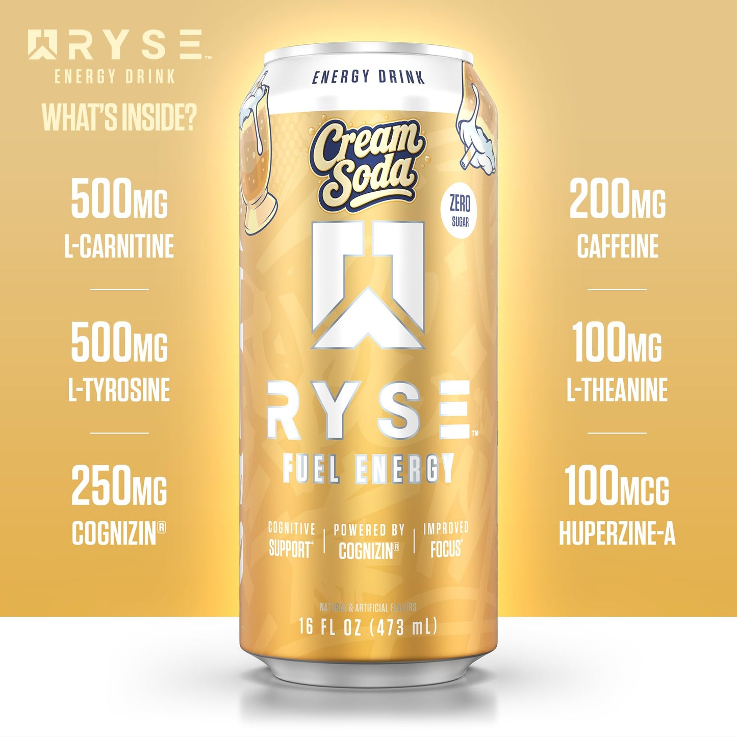 RYSE Fuel Energy Drink - Variety Pack - Sugar Free, Gluten Free & Vegan - 200mg Natural Caffeine, Taurine & Choline for Focus & Energy - No Artificial Colors - 16 fl oz Cans (12-Pack)
